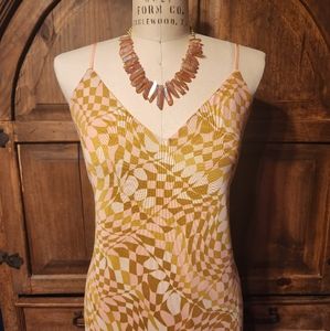 Body-con midi mesh dress in size W2X. She's tight, stretchy, and sexy.